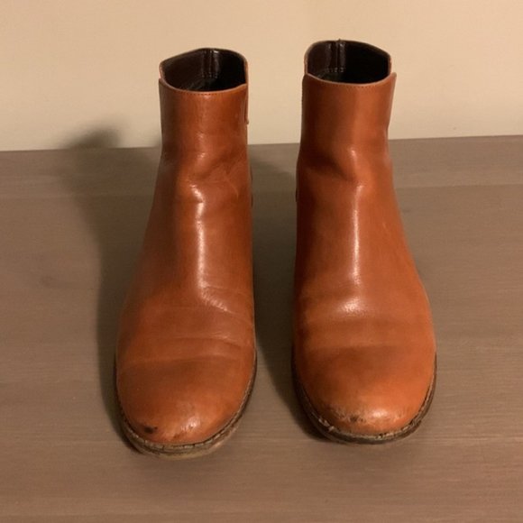 Cole Haan Cognac Leather Stack Heeled Booties - Women’s Size 6.5 - Picture 4 of 8